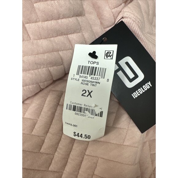 ID Ideology  Women Relaxed Quilted Half-Zip Hoodie Rose Tint Plus Size 2x - Picture 5 of 5